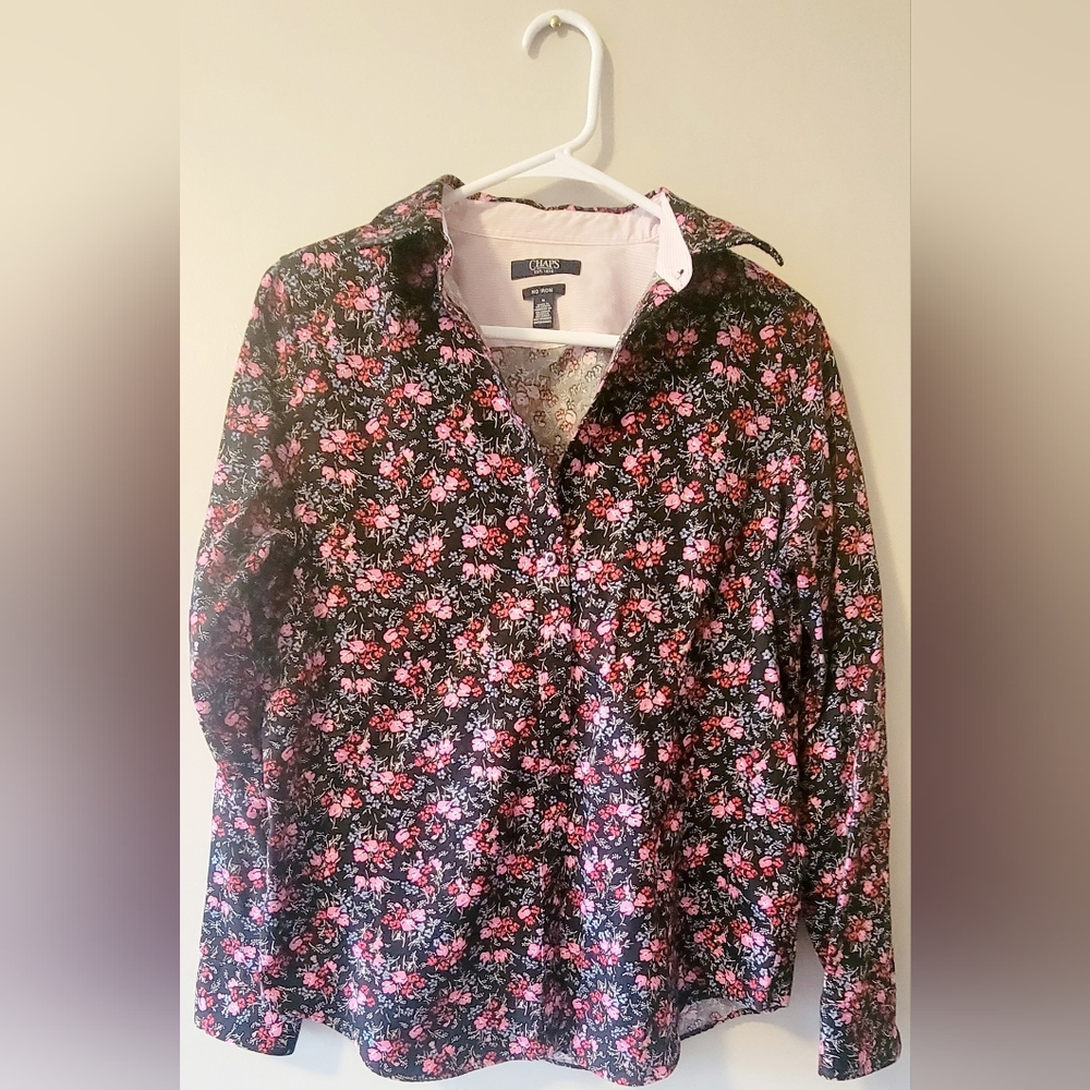 Chaps Women's Pink Floral Button-Up Shirt